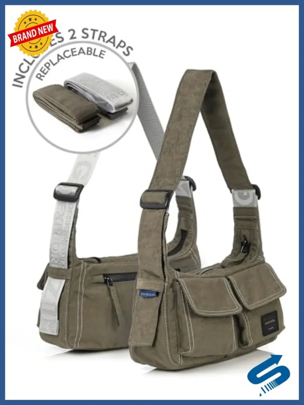 Small Cargo Shoulder Bag, Hobo Satchel with Adjustable Strap